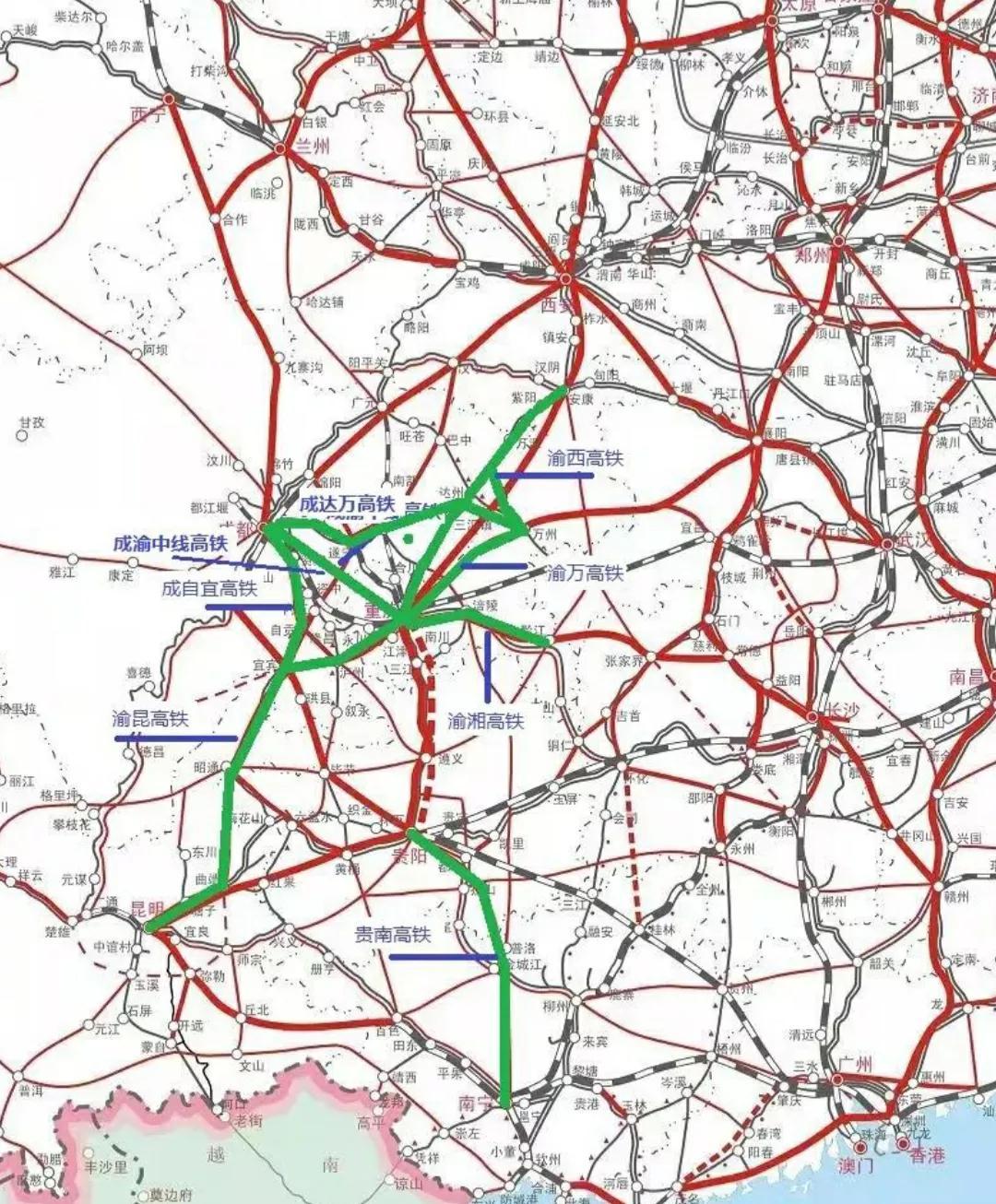 渝昆高铁最新线路图（渝昆高铁线路有什么争议呢）